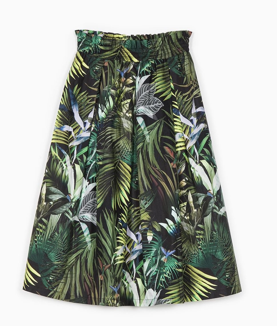 Leaf print skirt
